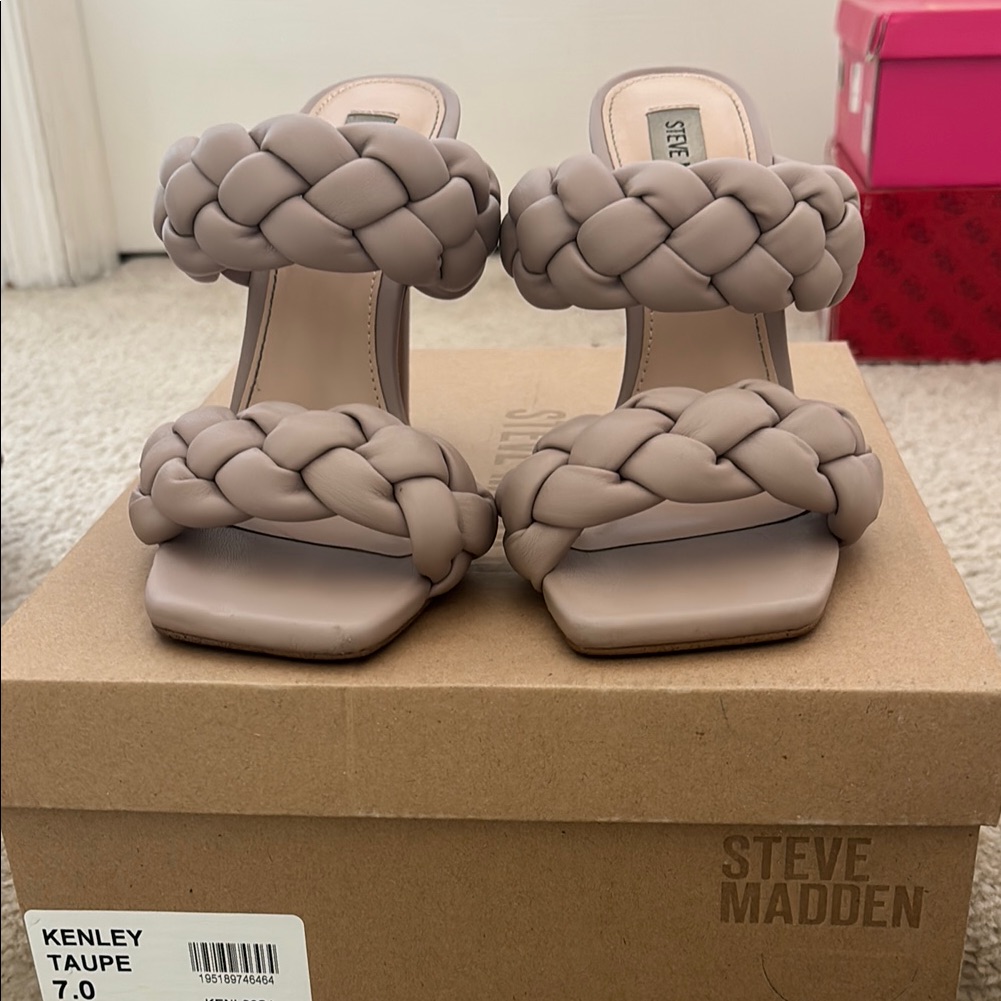 Steve Madden Tan Heeled Braided Shoes